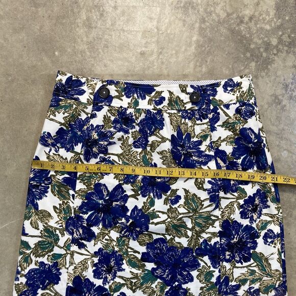 Brooks Brothers Skirt Womens 12 Blue Floral A Line Office Red Fleece - Picture 6 of 12